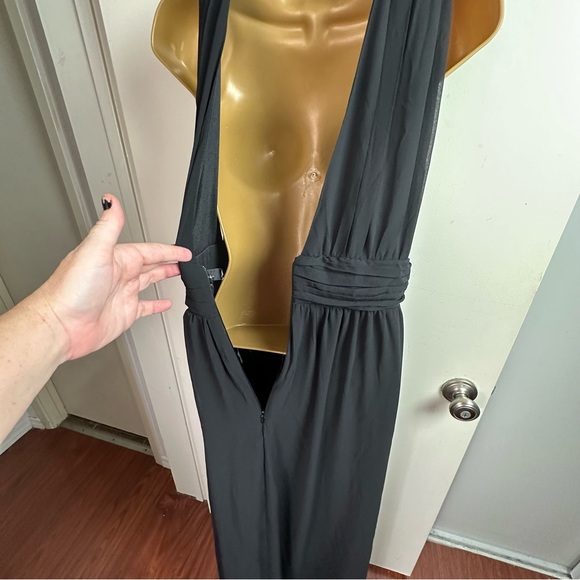 Lulu’s Black Heavenly Hues Airy Woven Chiffon Plunging V-Neck Maxi Dress M - Picture 9 of 15